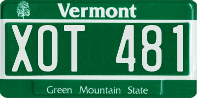 VT license plate XOT481
