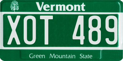 VT license plate XOT489