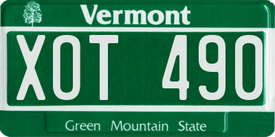 VT license plate XOT490