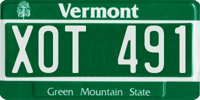 VT license plate XOT491