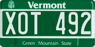 VT license plate XOT492