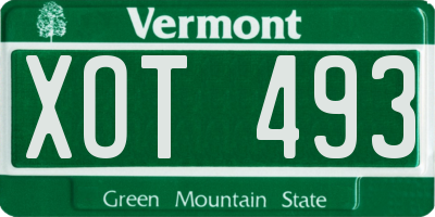 VT license plate XOT493
