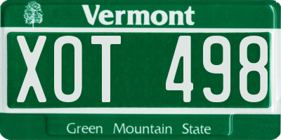 VT license plate XOT498