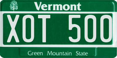VT license plate XOT500