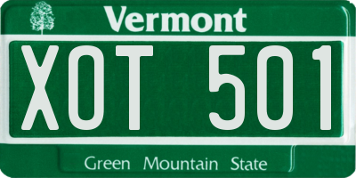 VT license plate XOT501