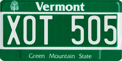 VT license plate XOT505