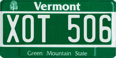 VT license plate XOT506