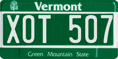 VT license plate XOT507