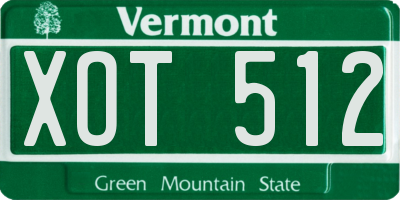 VT license plate XOT512