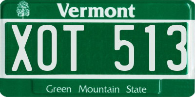 VT license plate XOT513