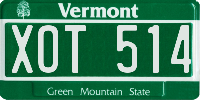 VT license plate XOT514
