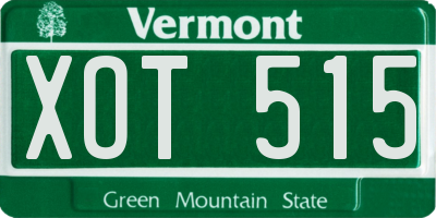 VT license plate XOT515