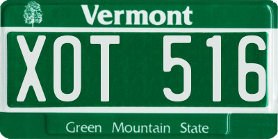VT license plate XOT516
