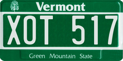 VT license plate XOT517