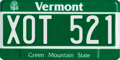 VT license plate XOT521