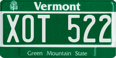 VT license plate XOT522
