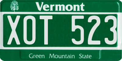 VT license plate XOT523