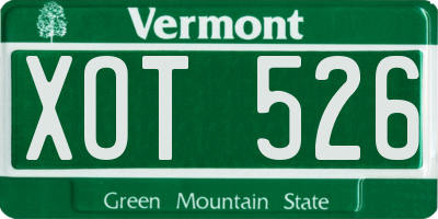 VT license plate XOT526