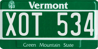 VT license plate XOT534
