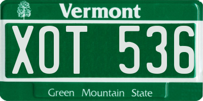 VT license plate XOT536