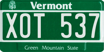 VT license plate XOT537