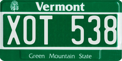 VT license plate XOT538