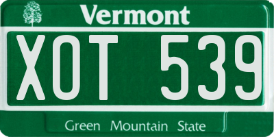 VT license plate XOT539