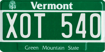 VT license plate XOT540