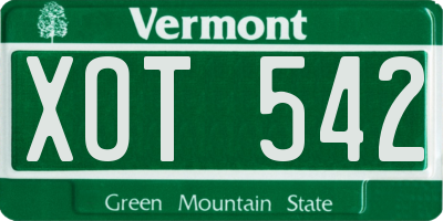 VT license plate XOT542