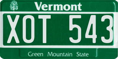 VT license plate XOT543