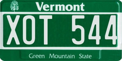 VT license plate XOT544
