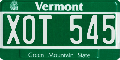 VT license plate XOT545