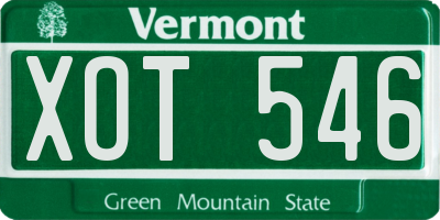 VT license plate XOT546