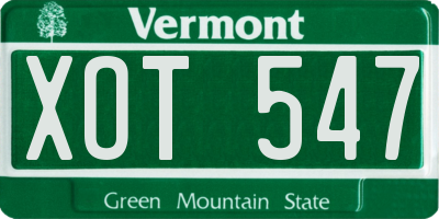 VT license plate XOT547