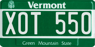 VT license plate XOT550