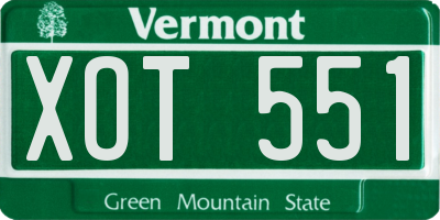 VT license plate XOT551