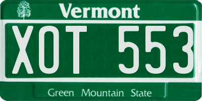 VT license plate XOT553