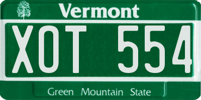 VT license plate XOT554