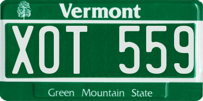 VT license plate XOT559