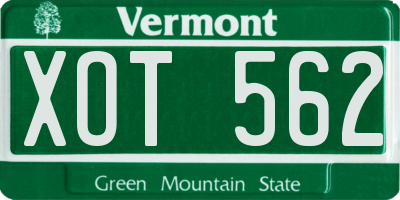 VT license plate XOT562