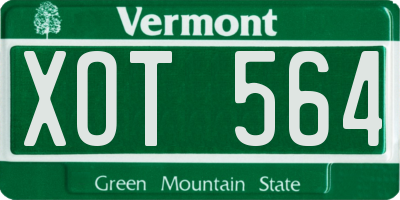 VT license plate XOT564