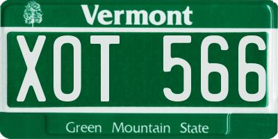 VT license plate XOT566