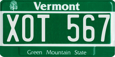 VT license plate XOT567