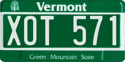 VT license plate XOT571