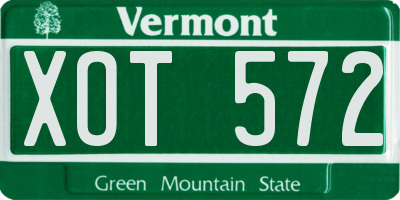 VT license plate XOT572