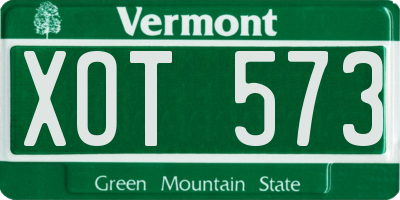 VT license plate XOT573