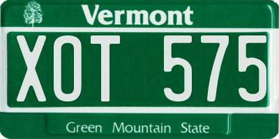 VT license plate XOT575