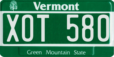 VT license plate XOT580