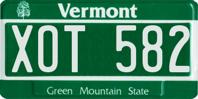 VT license plate XOT582