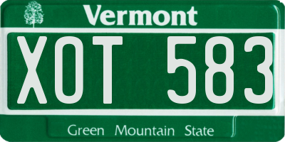VT license plate XOT583